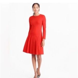 J. Crew Long Sleeve Pleated Ponte Dress- Size 2